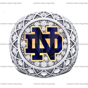 Custom Champion Ring with Moissanite Stone | Personalized Class Ring | Graduation or Sports Ring | Ring with Logo & Name | Sterling Silver