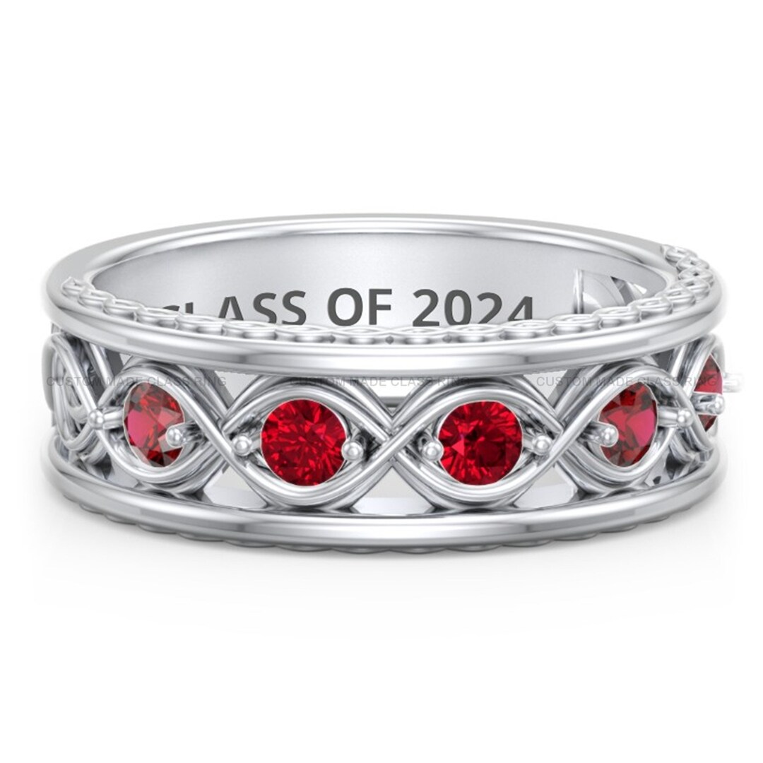Dustin S5 Rings Custom Men's Sterling Silver Infinity Five Stone Ring - Etsy