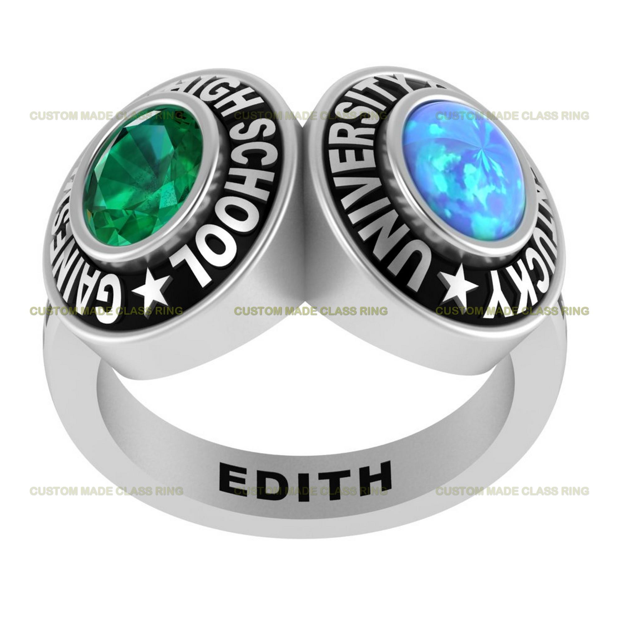 Silver925 Personalized Dual-institution Graduation Ring - Etsy