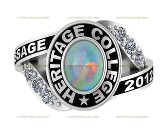 Handgemachte Opal Klasse Ring, Sterling Silber Geschenk zum Abschluss