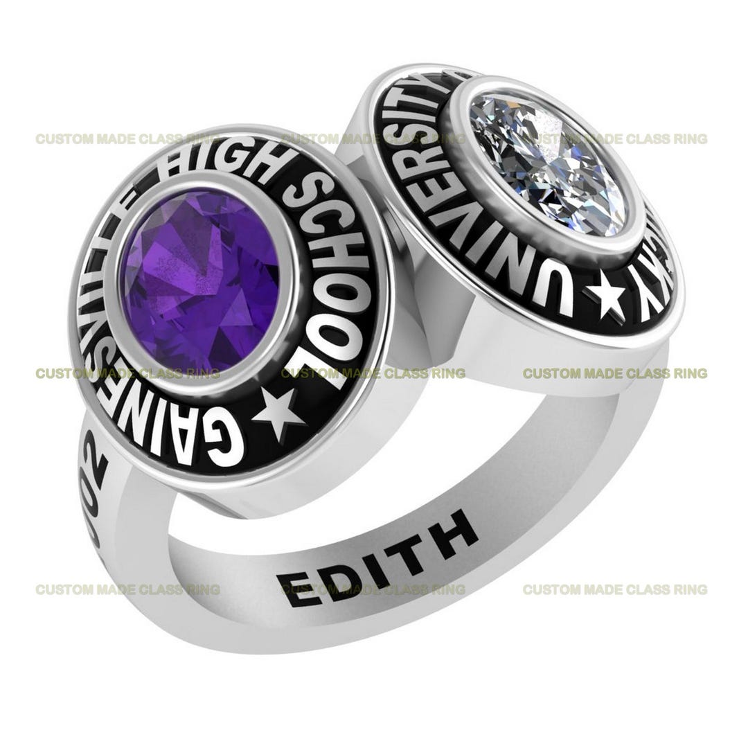 Silver925 Custom Dual-name Class Ring: Graduation Keepsake Ring - Etsy