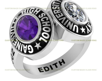Silber925 Benutzerdefinierter Dual-Name-Klassenring: Abschluss-Andenken-Ring