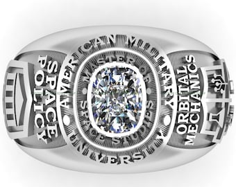 Moissanit Militärklasse Ring | Personalisiertes veteran Geschenk, Silber925