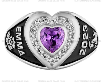 Benutzerdefinierte Sterling Silber Herz Ring | Personalisiertes Abschlussgeschenk
