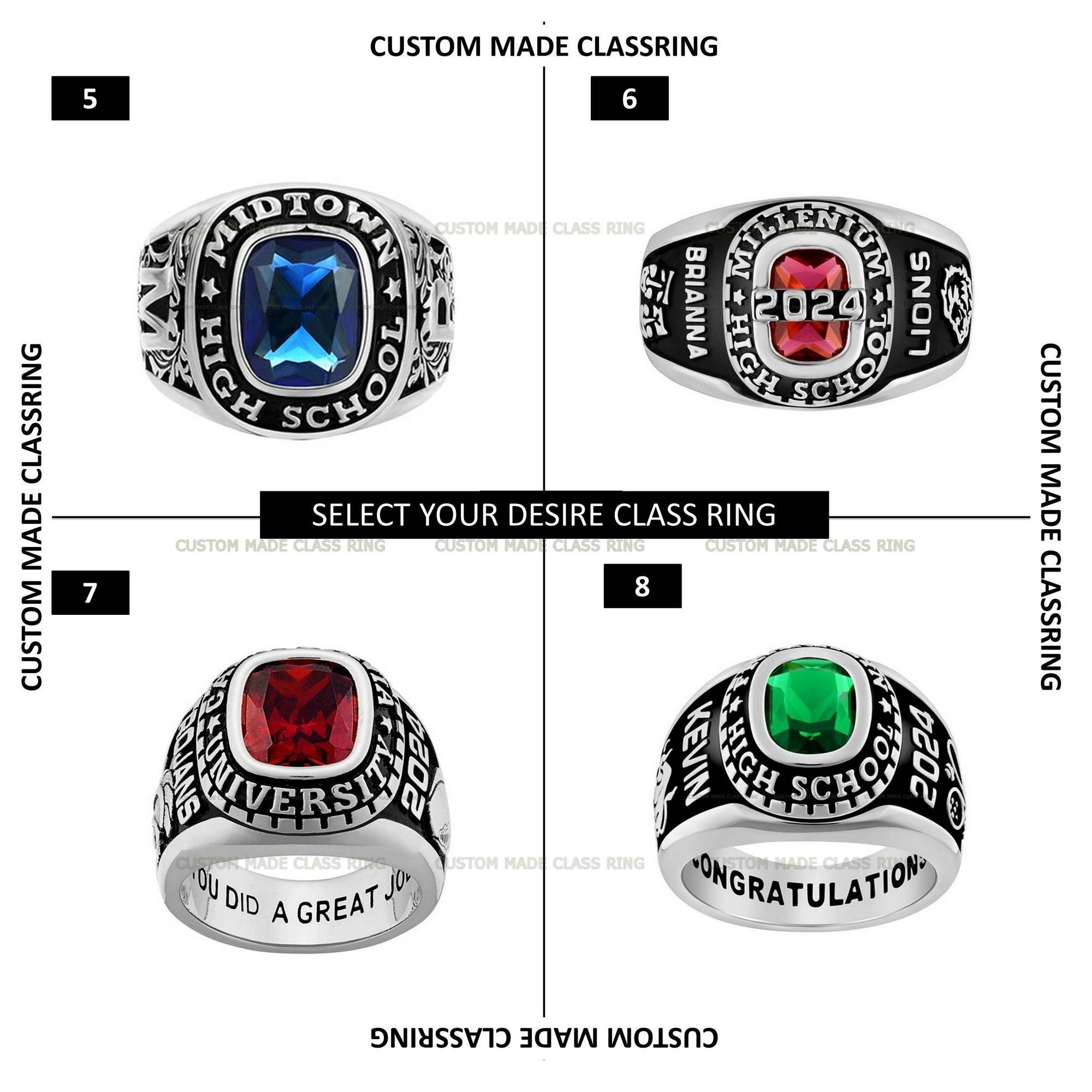 2026 2027 2028 Custom Full Personalization Any Year Ring in Sterling ...