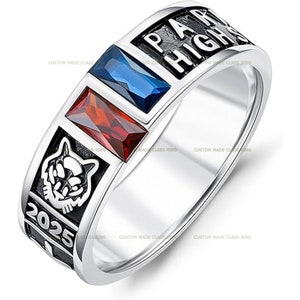 New Design Class of 2024 2025 2026 Class ring Band | Custom full personalization Ring in sterling silver 925 | Class ring