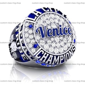 Heavy Moissanite Stones Champion Class Ring | Custom Graduation Ring | Personalized Team Ring | Sterling Silver 925 | Athletic Ring