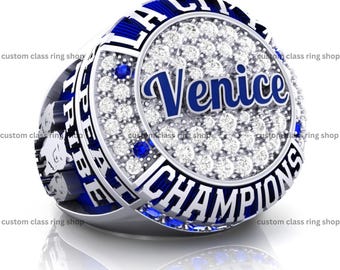 Benutzerdefinierte Sterling Silber Moissanit Klasse Ring | Champion Abschlussfeier College Schmuck