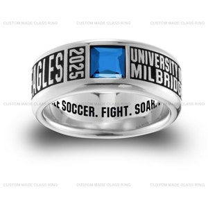 Classring Custom Men&#39;s SPORTS band personalization in sterling silver 925 best personalize gift for him