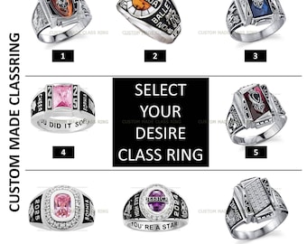 Jeder Typ Kundenspezifisches Design Jedes Jahr Sterlingsilber-Klassenring: Personalisiertes Logo