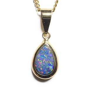 Gold 14k Lightning Ridge Top Grade Black Opal Doublets Pendant TOG-113