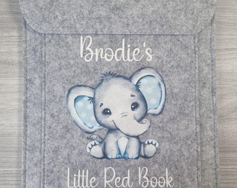 Personalised Little Red Book Cover, Red Book Cover, Red Book Folder, NHS Red Book Cover, New Baby Gift, Personalised Baby Gift, Elephants