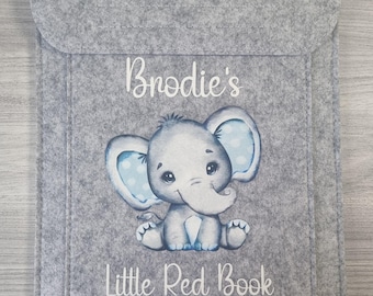 Personalised Little Red Book Cover, Red Book Cover, Red Book Folder, NHS Red Book Cover, New Baby Gift, Personalised Baby Gift, Elephants