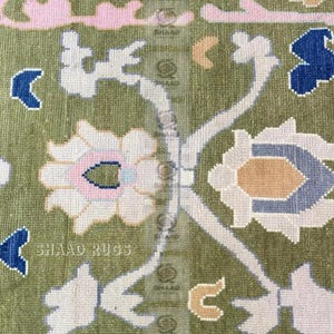 8x10 Vintage Turkish Area Rug in Soft Green, Blue And Pink-Handmade Oushak Wool Area Rug-Oriental Home Decor 9x12, 10x14, Living Room Rug