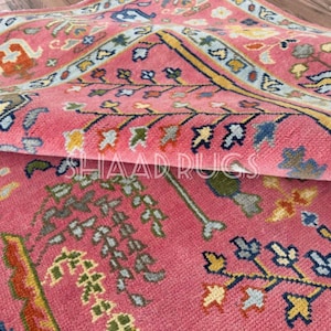 Oushak Rug 8x10 | New Pattern Oushak Rug For Living Room Hall Office | Oushak Rug 6x9 | Colorful Oushak Rug 12x15 | Pink Oushak Rug 9x12