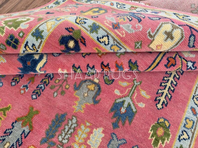 Oushak Rug 8x10 | New Pattern Oushak Rug For Living Room Hall Office | Oushak Rug 6x9 | Colorful Oushak Rug 12x15 | Pink Oushak Rug 9x12