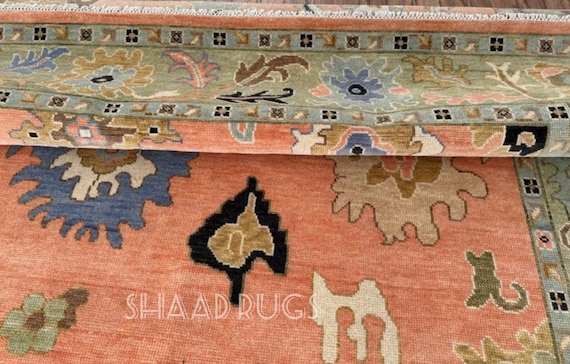 Oushak Rug 8x10 | Classic Handmade Oushak Rug For Living Room Hall Office | Oushak Rug 12x18| Multi Oushak Rug 12x15 Orange Oushak Rug 9x12