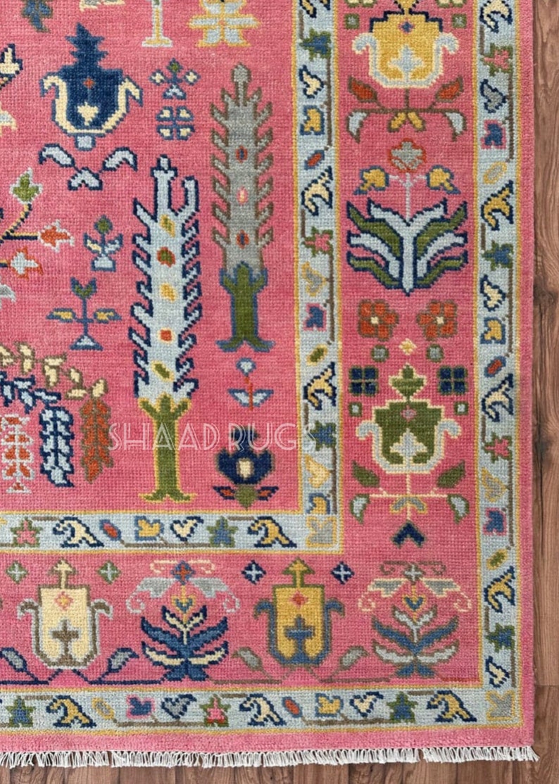 Oushak Rug 8x10 | New Pattern Oushak Rug For Living Room Hall Office | Oushak Rug 6x9 | Colorful Oushak Rug 12x15 | Pink Oushak Rug 9x12