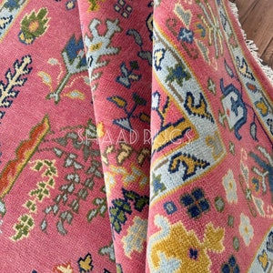Oushak Rug 8x10 | New Pattern Oushak Rug For Living Room Hall Office | Oushak Rug 6x9 | Colorful Oushak Rug 12x15 | Pink Oushak Rug 9x12