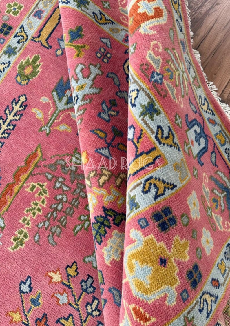 Oushak Rug 8x10 | New Pattern Oushak Rug For Living Room Hall Office | Oushak Rug 6x9 | Colorful Oushak Rug 12x15 | Pink Oushak Rug 9x12