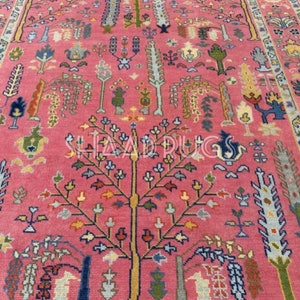 Oushak Rug 8x10 | New Pattern Oushak Rug For Living Room Hall Office | Oushak Rug 6x9 | Colorful Oushak Rug 12x15 | Pink Oushak Rug 9x12