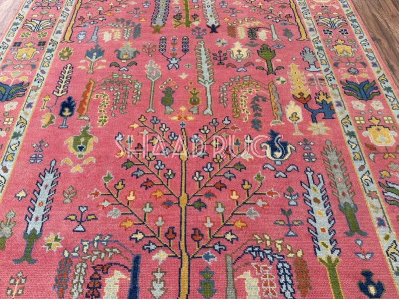 Oushak Rug 8x10 | New Pattern Oushak Rug For Living Room Hall Office | Oushak Rug 6x9 | Colorful Oushak Rug 12x15 | Pink Oushak Rug 9x12