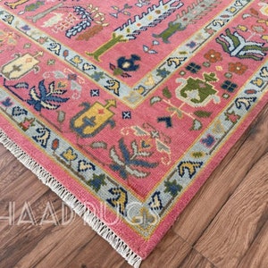 Oushak Rug 8x10 | New Pattern Oushak Rug For Living Room Hall Office | Oushak Rug 6x9 | Colorful Oushak Rug 12x15 | Pink Oushak Rug 9x12