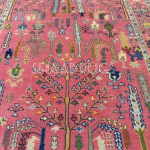 Oushak Rug 8x10 | New Pattern Oushak Rug For Living Room Hall Office | Oushak Rug 6x9 | Colorful Oushak Rug 12x15 | Pink Oushak Rug 9x12
