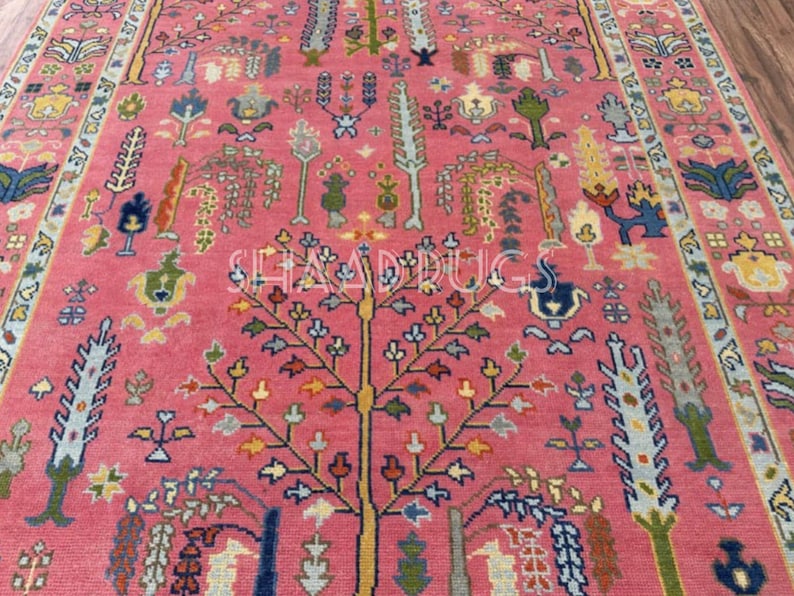 Oushak Rug 8x10 | New Pattern Oushak Rug For Living Room Hall Office | Oushak Rug 6x9 | Colorful Oushak Rug 12x15 | Pink Oushak Rug 9x12