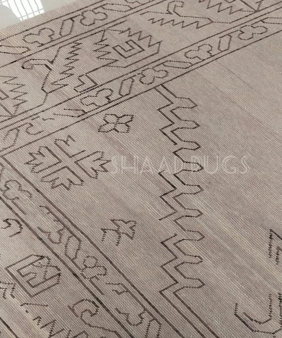 8x10 READY TO SHIP Contemporary Modern Oushak Made to Order (In Any Sizes) Turkish Beige Brown Hand Knotted area rug/muted/custom oushak rug