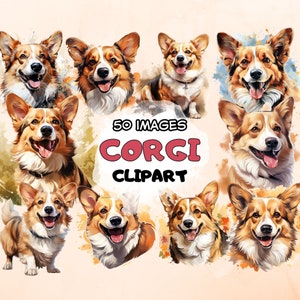 Corgis Frühling Welpe Hund Clipart Digitale Illustration Papier Crafting Collage Bild Junk Journaling Scrapbook Malerei Art Prints Download