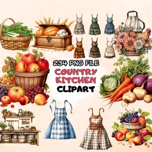 País cozinha png clipart pacote pacote aquarela cozinha rústica fazenda cozinhar clip art fundo ilustração gráfica uso comercial