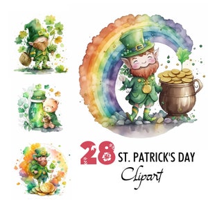 St. Patricks Day Clipart Aquarell Illustration Irisch Digitales Bild druckbare Download Scrapbook Junk Journal Papier Seiten Basteln Karte