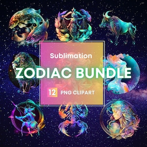 Sternzeichen Sublimation PNG Bundle Clipart Design Wassermann Widder Krebs Steinbock Zwillinge Löwe Waage Fische Schütze Skorpion Stier Jungfrau
