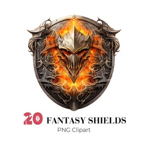 Game Clipart Fantasy Shield PNG Knight Clipart Clip Art Demon Angel Medieval Shield Armor Graphic Comic Book Manga Clipart Digital Download