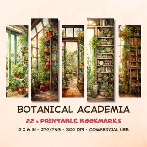Botanical Academia Bookmark Printable Fantasy Bookmark Sheet JPG PNG Graphic Illustration Image Sublimation Digital Download Commercial Use