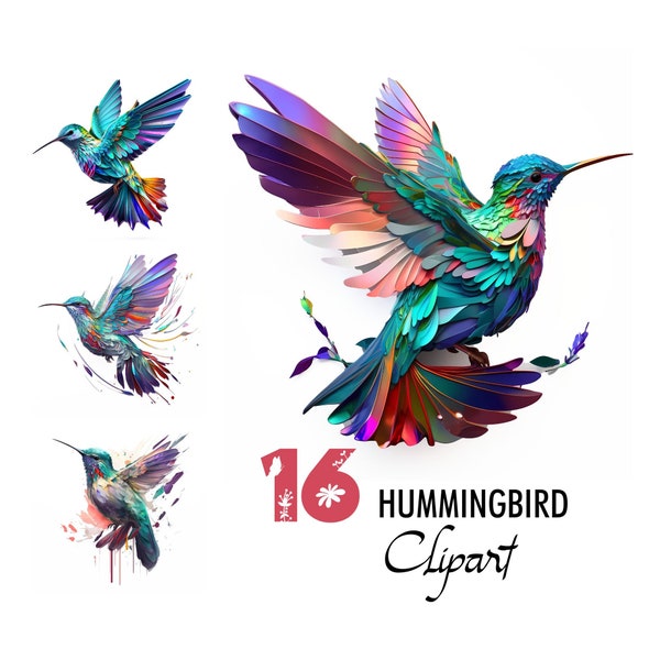 Colorful Hummingbird Clipart Colibri Colibry Kolibri Pajaros Hachidori Bird JPG Image Pattern Sublimation Scrapbook Junk Journal Download