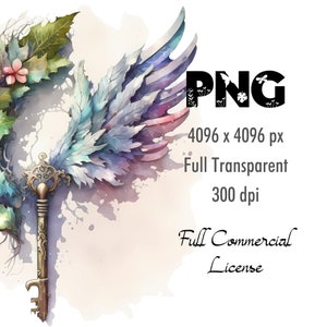 Fairy Key PNG Magical Fairytale Watercolor Fantasy Clipart Digital ...