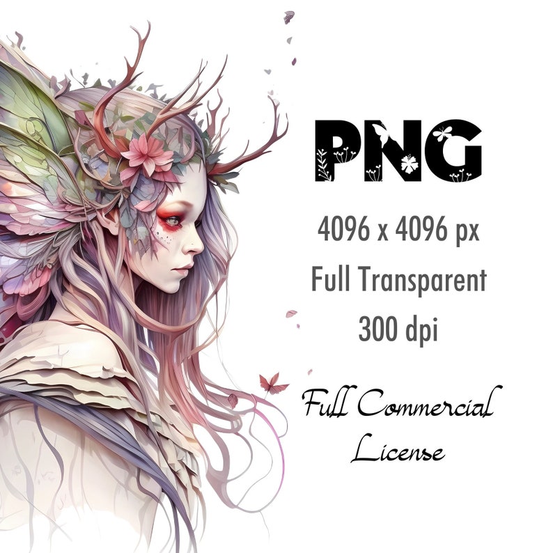Butterfly Princess PNG Fairy Watercolor Fantasy Clipart Digital Paper ...