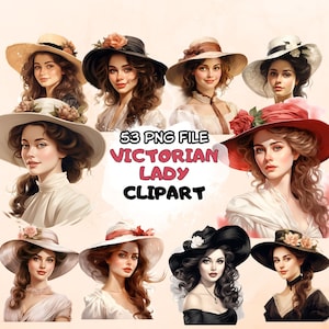 Victorian Vintage Lady Clipart Bundle Victorian Woman Ladies Watercolor Clip Art Bundle Scrapbook Junk Journal 1930 1940 PNG Printable