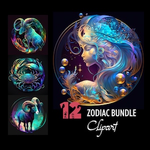 Sternzeichen Bundle PNG Sublimation Horoskop Design Regenbogen Fantasy Galaxy Celestial Sternzeichen Design Flasche Tumbler Wrap Print Digital Download