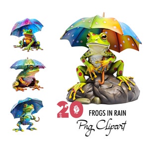 Kikker in de regen paraplu PNG clipart padden graphics Lilly Pad vijver regenachtige dag illustraties tuin natuur thema leven Froggy wereld downloadbestand