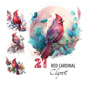 Rode kardinaal clipart digitale illustratie noordelijke vogel papier crafting collage beelden ongewenste journaling scrapbook schilderij kunst prints downloaden