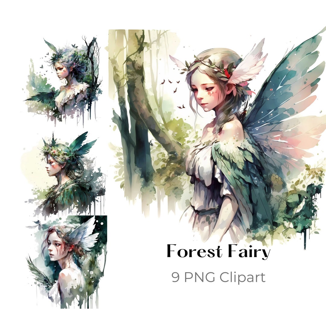 Forest Fairy PNG Green Magical Fairytale Watercolor Fantasy Clipart ...