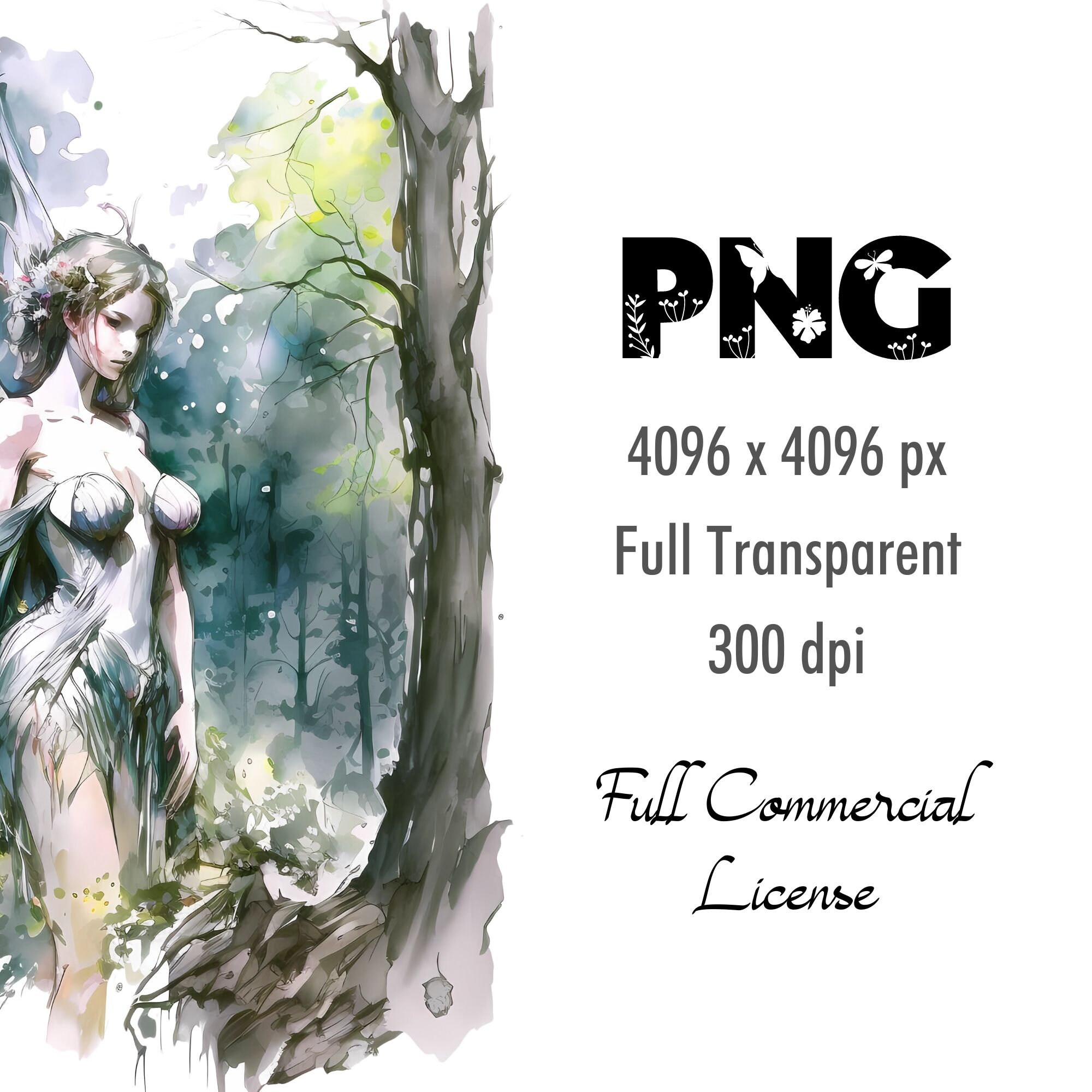 Forest Fairy PNG Green Magical Fairytale Watercolor Fantasy Clipart ...