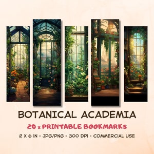 Botanical Garden Bookmark Printable Fantasy Academia Sheet JPG PNG Magic Plant Book Lover Image Sublimation Digital Download Commercial Use