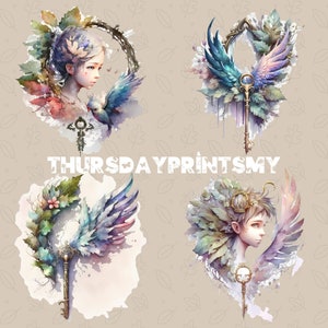 Fairy Key PNG Magical Fairytale Watercolor Fantasy Clipart Digital ...