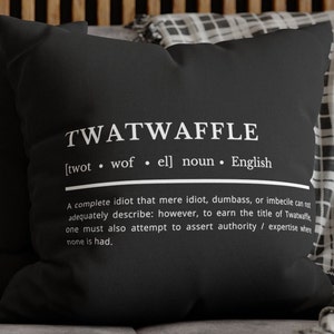 Twatwaffle Funny swear word definition throw pillow cover that is cool unique humorous pillow cover with sassy dark humor pillow for couch