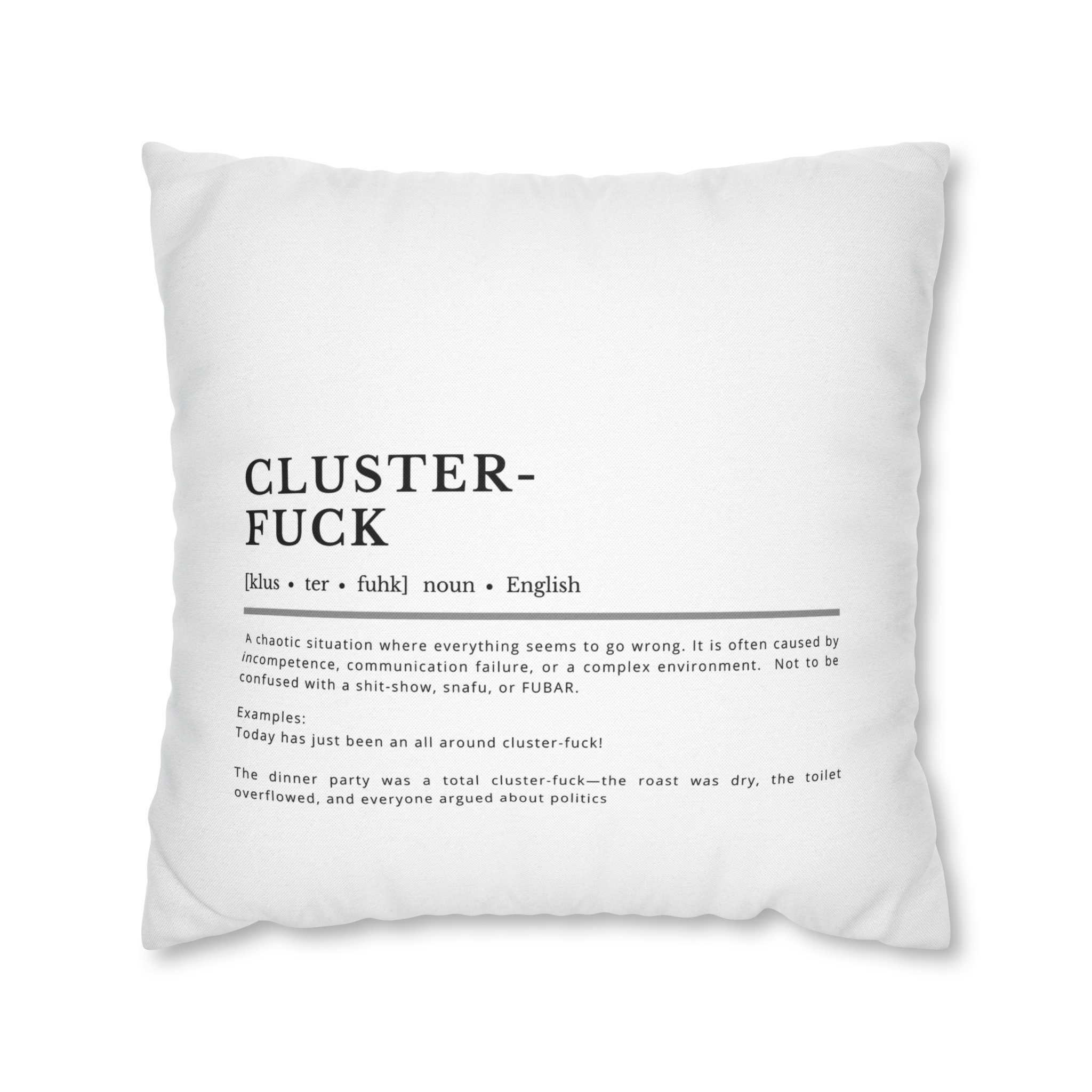 Cluster Fuck Funny Swear Word Definition Couch Throw Pillow Cover Cool Unique Humorous Pillow Cover With Dark Humor Cover for Bench Cushion Etsy