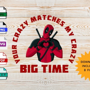 Deadpool Inspired svg, png, jpg, pdf e dxf. Mostra quanto tieni a lui questo San Valentino. Cricut Cut Files.